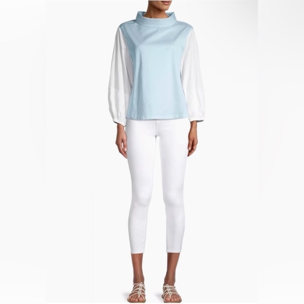 Harshman Perry color block funnel neck tunic NWT Sz large 100% cotton